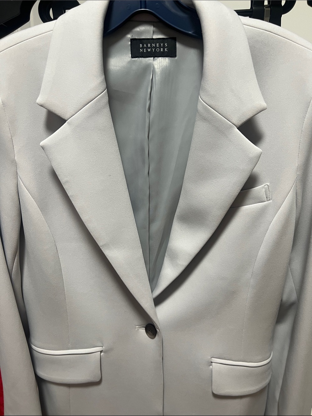 Barneys NewYork Light Gray Single-Button Blazer.